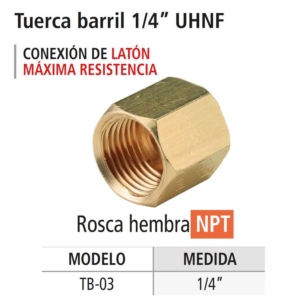 IUSA - Tuerca tipo barril para conexiones de gas