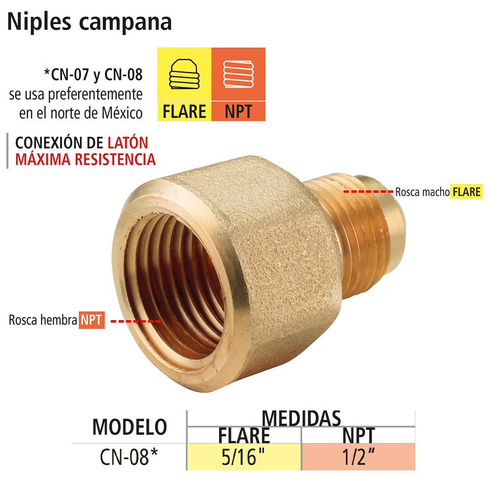 IUSA - Niple campana 5/16” x 1/2”