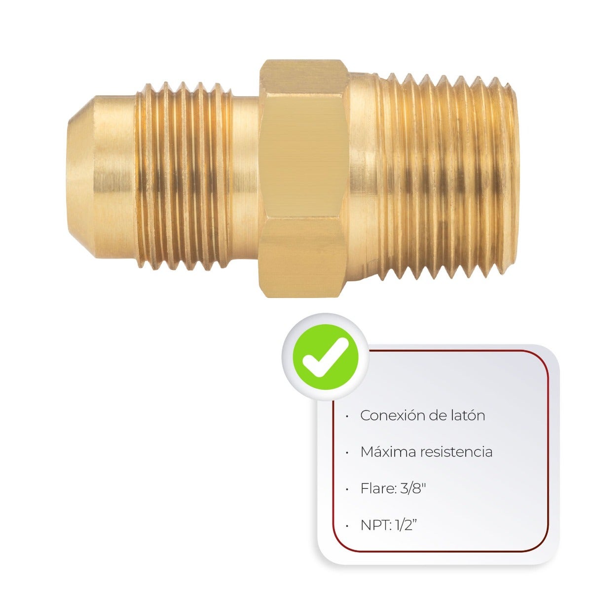 IUSA - Niple terminal 3/8” x 1/2” para gas