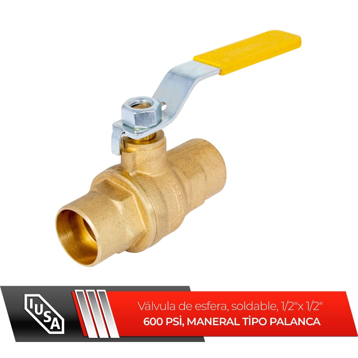 IUSA - Válvula esfera soldable con maneral tipo palanca 13 mm (1/2”)