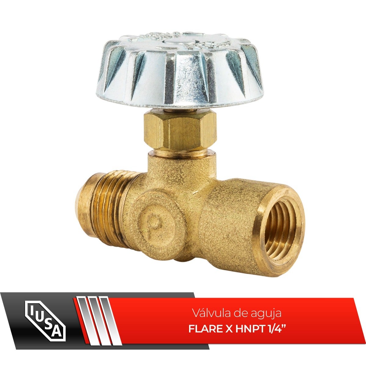 IUSA - Válvula aguja tipo flare x HNPT, 3/8”