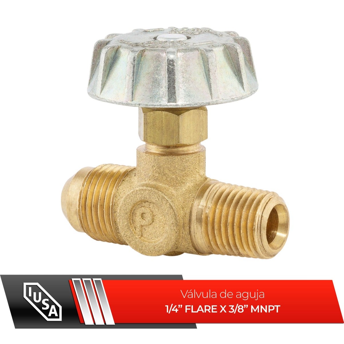IUSA - Válvula aguja 1/4” flare x 3/8” mnpt