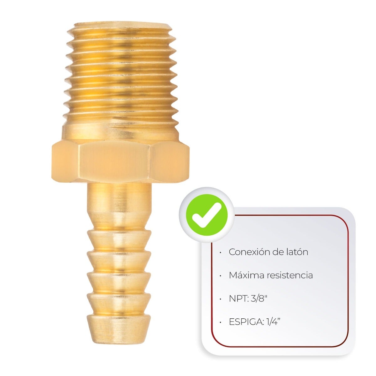 IUSA - Conexión espiga para manguera 3/8” x 1/4” espiga