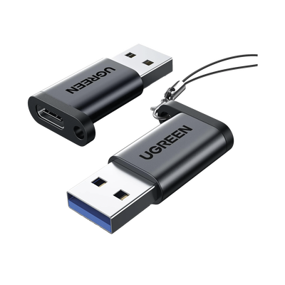 UGREEN - Adaptador USB 3.1 Tipo C a USB-A 3.0 |Carga y Sincronización de Datos | Admite Corriente de 3A | Transferencia de hasta 5 Gbps | Amplia Compatibilidad | Chip VL160 | Caja de Aluminio | Color Negro.