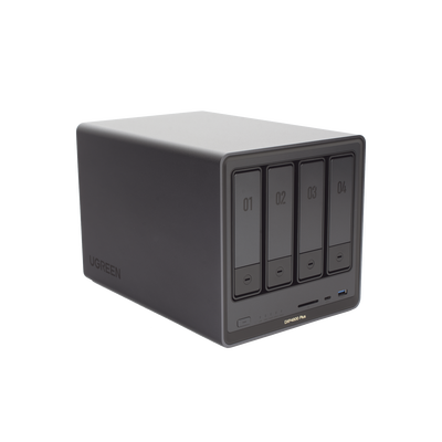 UGREEN - NAS UGREEN NASync DXP4800 Plus / Procesador Intel Pentium Gold 8505 5 Núcleos / 4 Bahías SATA + 2 M.2 NVMe PCIe 4.0 / 8GB DDR5 Expandible a 64GB / 10GbE + 2.5GbE / USB 3.2 Gen 2 Tipo C / HDMI 4K / Sistema Almacenamiento Conectado Red