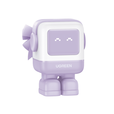 UGREEN - Cargador RobotGaN de 65W Serie UNO | 3 Puertos de Carga Rápida | 2 USB-C | 1 USB-A | PD 3.0 | QC 4.0 | Carga Inteligente | Tecnología GaN II | Zapato Magnético Extraíble | Carcasa Ignífuga | Pantalla LED