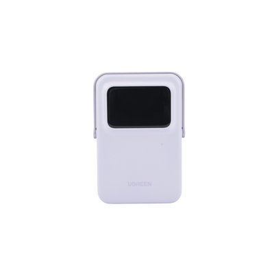 UGREEN - Power Bank Inalambrico | 5000mAh | 7.5W  |  Con Emojis de Estado | Carga Rápida USB-C Bidireccional  | Pantalla TFT  Inteligente | 13 niveles de Proteccion | Con Holder | Color Purple.