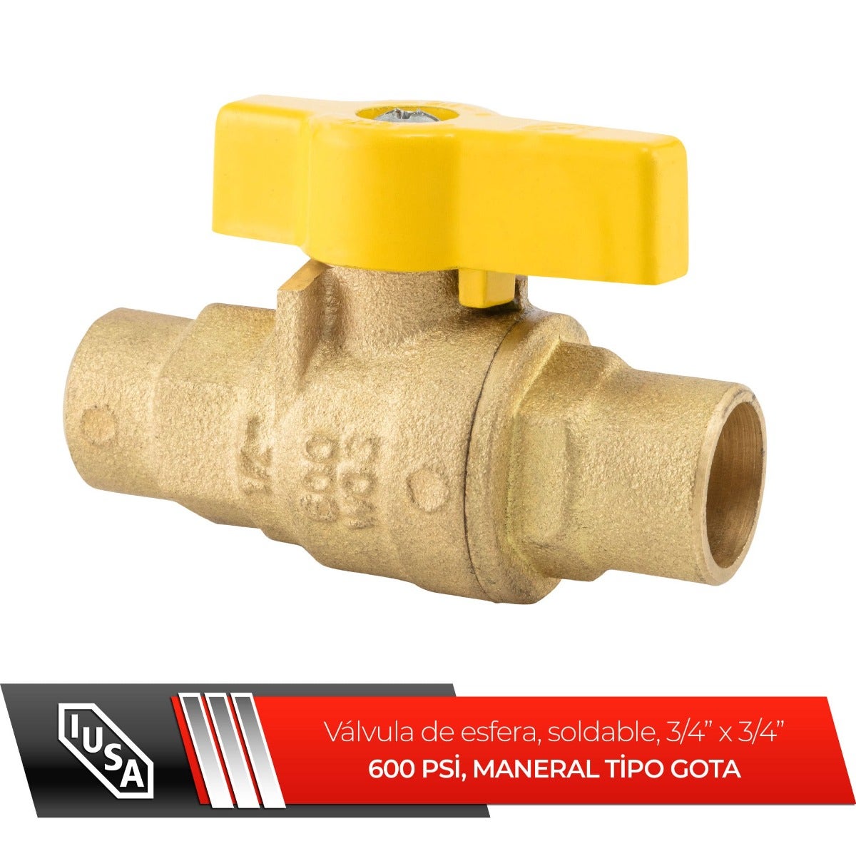 IUSA - Válvula esfera soldable con maneral tipo gota 19 mm (3/4”)