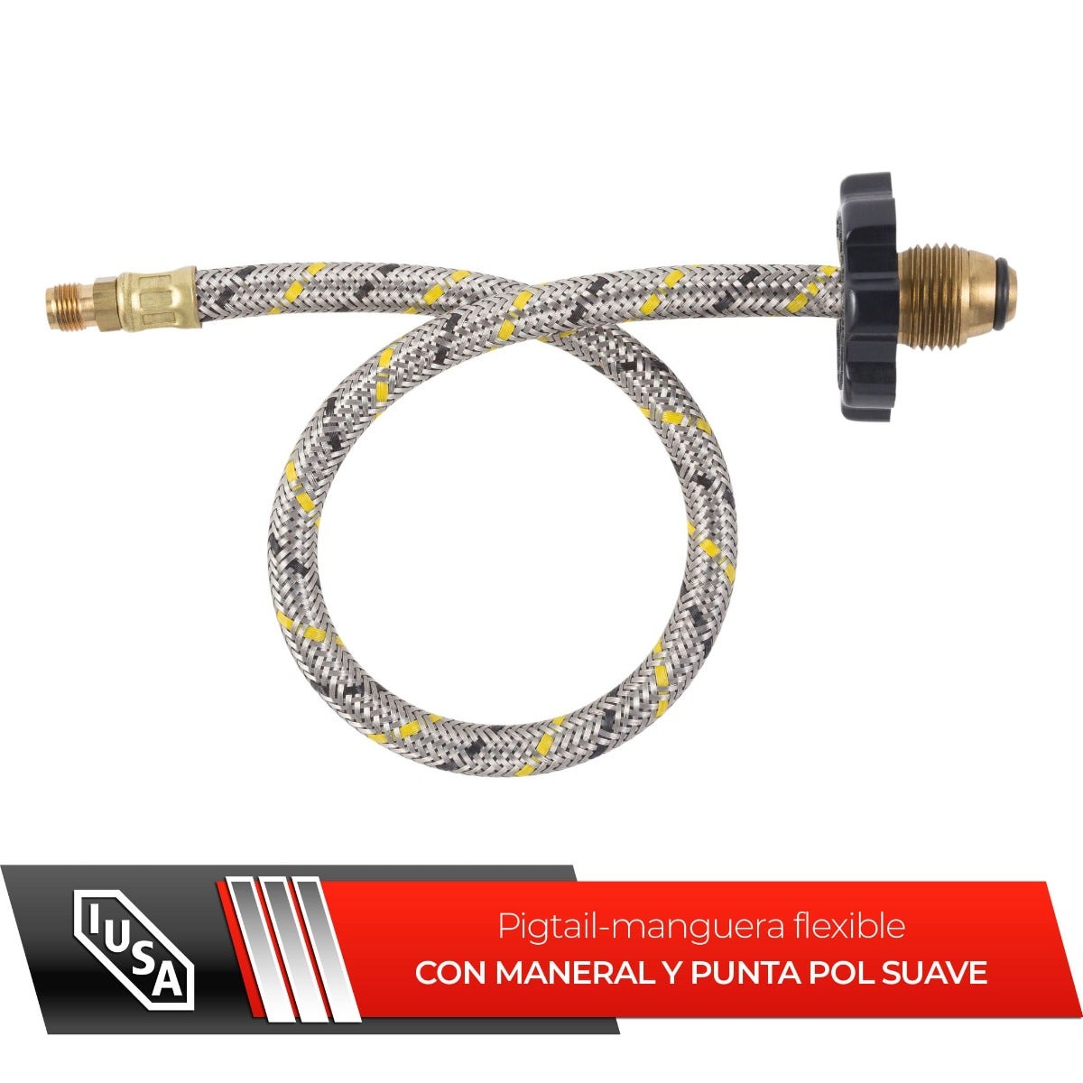 IUSA - Manguera con maneral para conexión de gas L.P. y gas natural