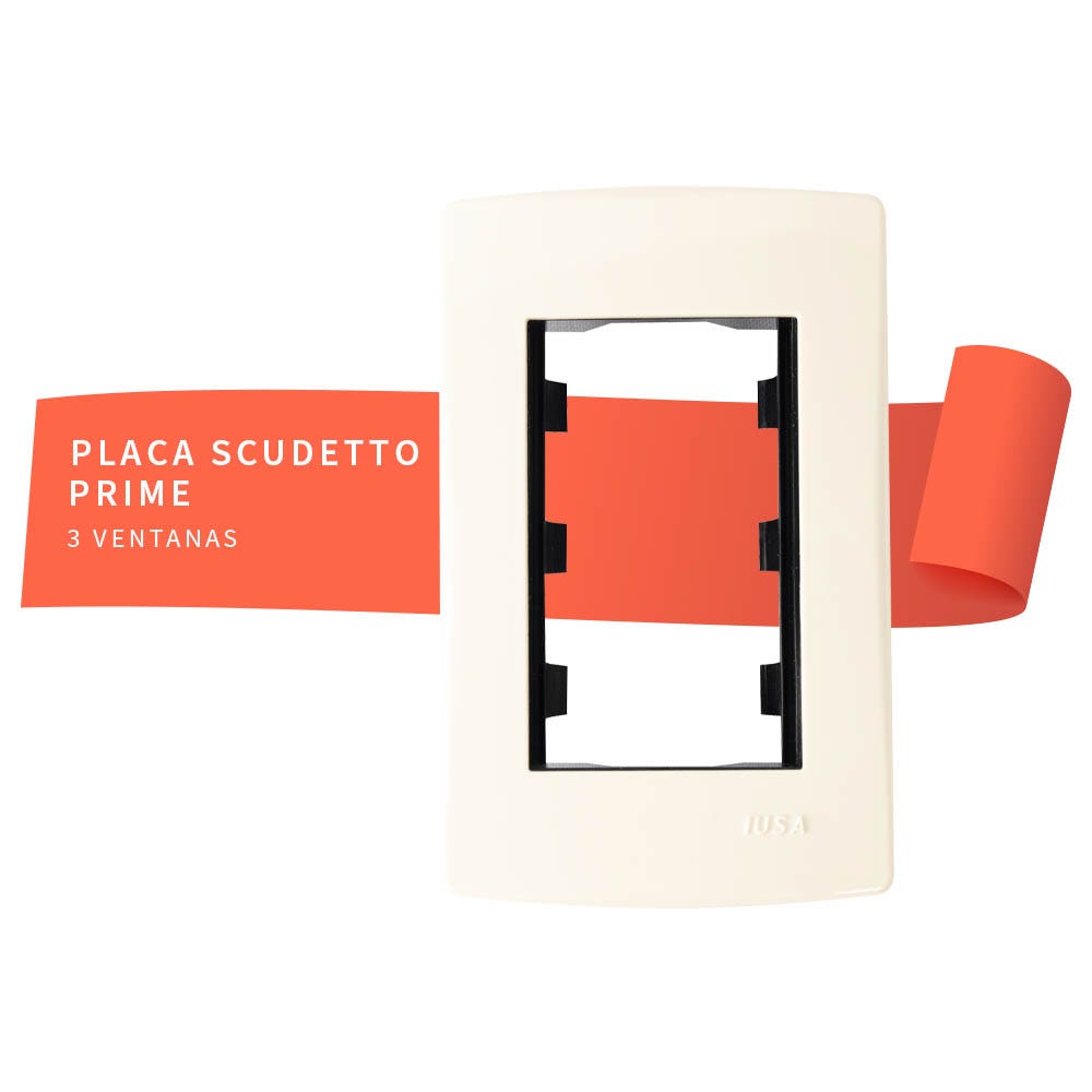 IUSA - Placa scudetto de 3 ventanas color marfil
