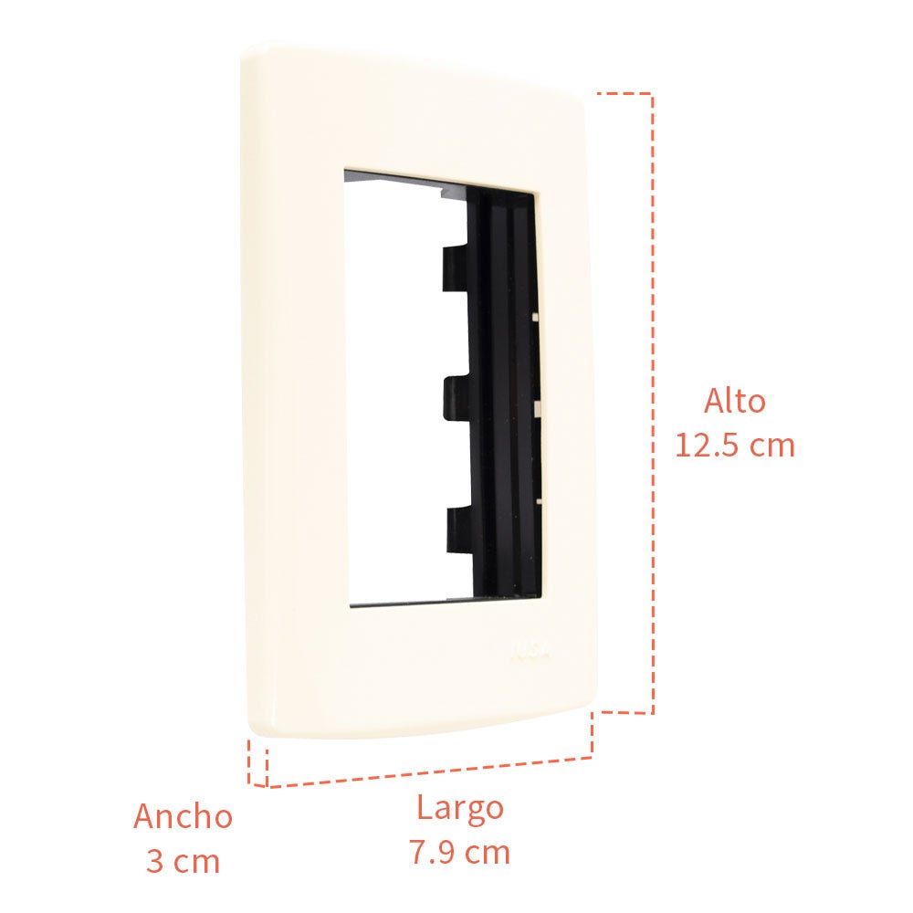 IUSA - Placa scudetto de 3 ventanas color marfil