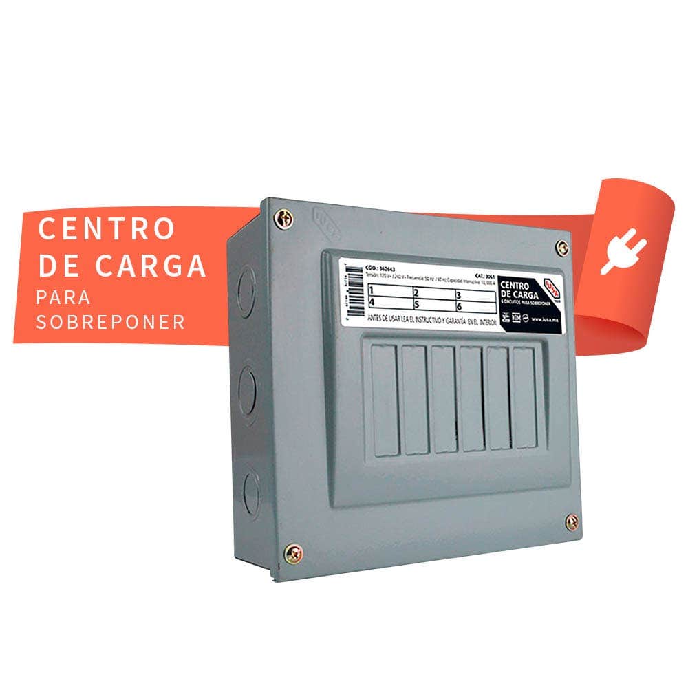 IUSA - Centro de carga para sobreponer, 6 polos