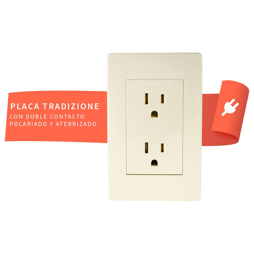 IUSA - Placa tradizione con tomacorriente duplex color marfil