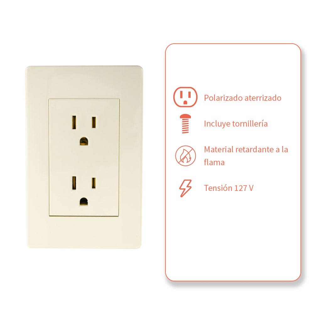 IUSA - Placa tradizione con tomacorriente duplex color marfil