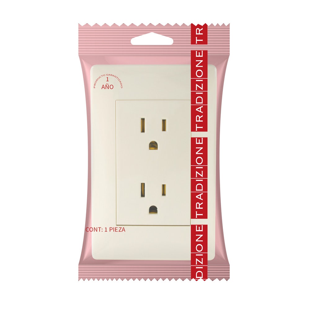 IUSA - Placa tradizione con tomacorriente duplex color marfil