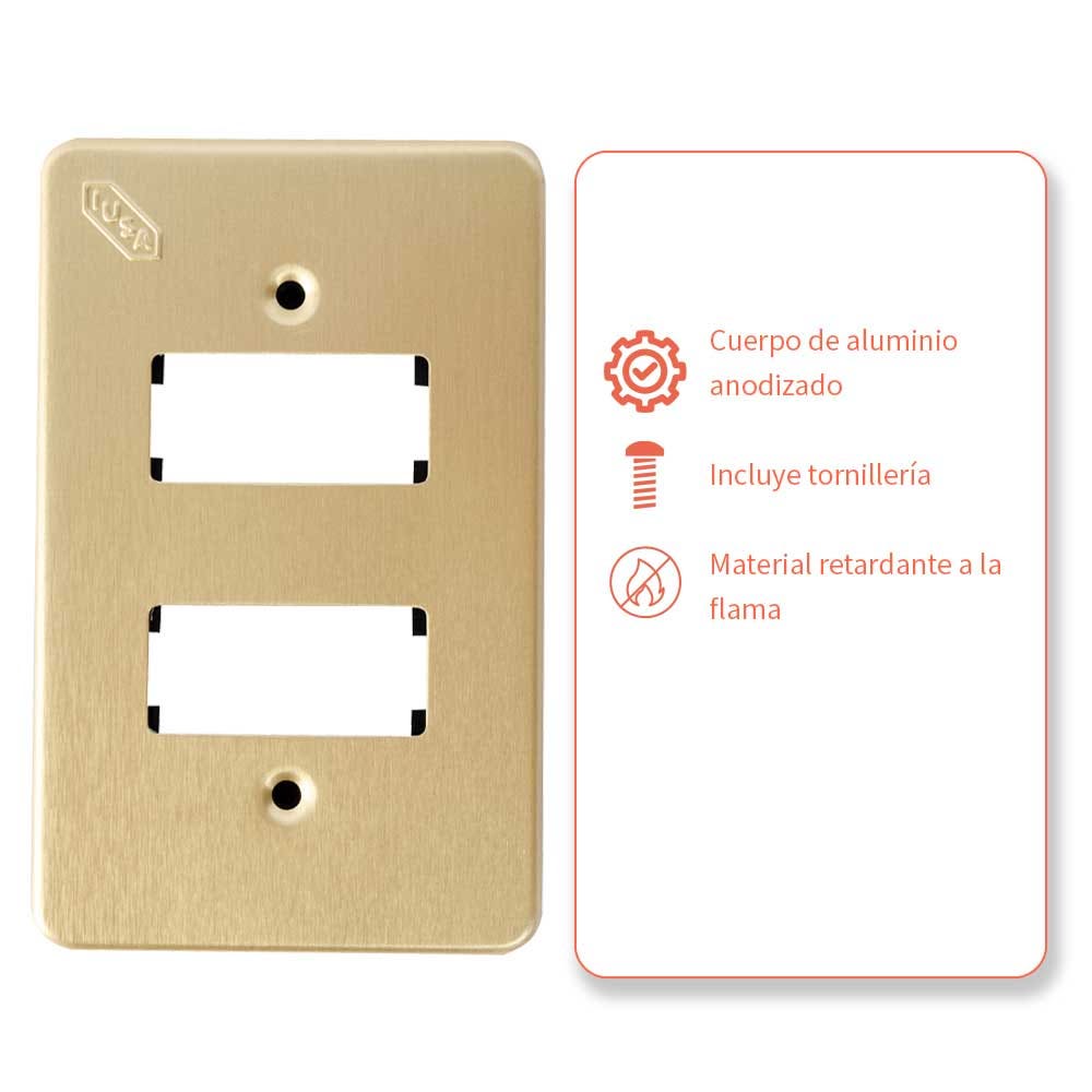 IUSA - Placa tradizione de aluminio, 2 ventanas