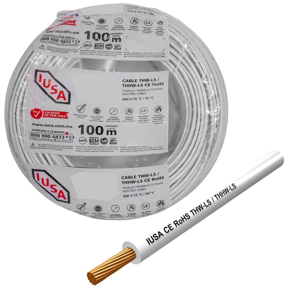 IUSA - Cable THW-LS/THHW-LS CE RoHS 14 AWG IUSA, en bolsa color blanco