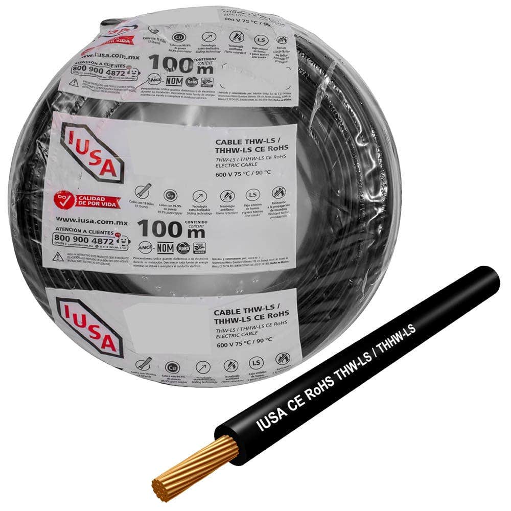 IUSA - Cable THW-LS/THHW-LS CE RoHS 10 AWG IUSA, en bolsa color negro