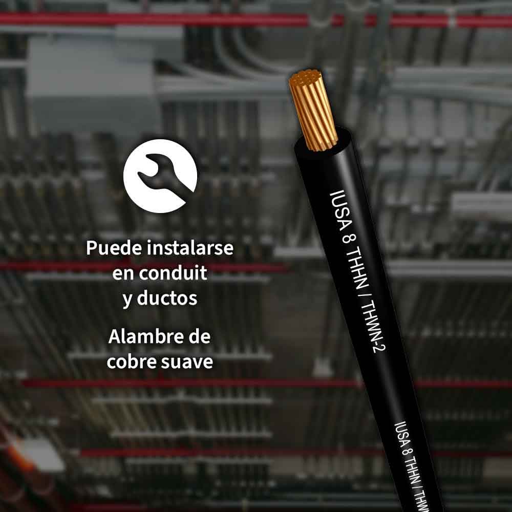 IUSA - Cable THW-LS/THHW-LS CE RoHS 8 AWG IUSA, en caja color negro