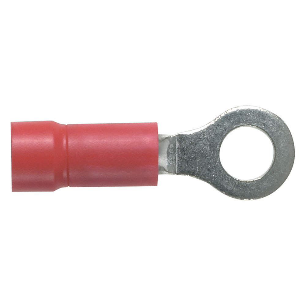 PANDUIT - Terminal anillo con asilamiento de vinilo Rojo para Cable 22-18 AWG. Tornillo prisionero de 1/4. Paquete de 100 Piezas