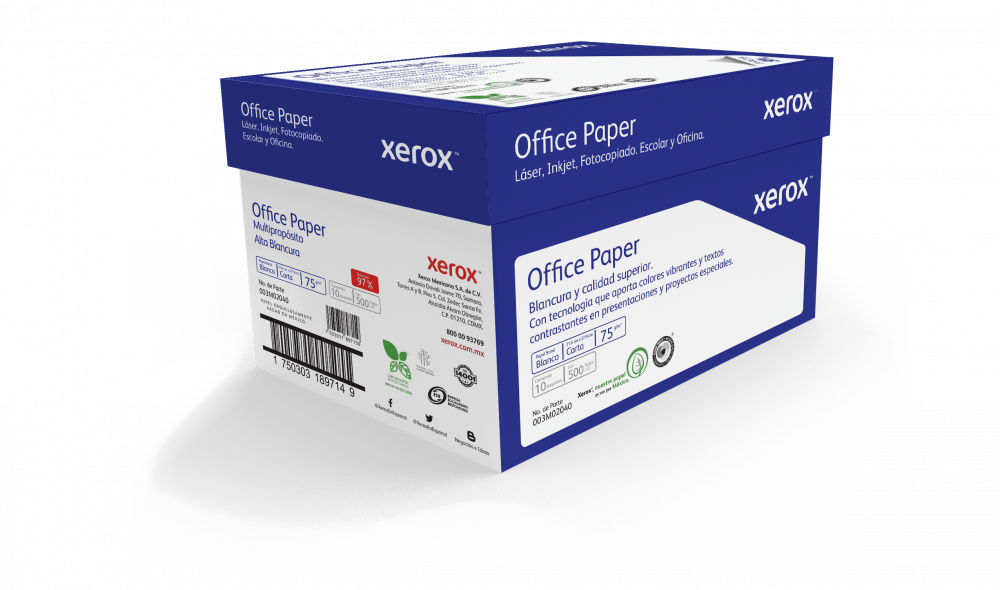 XEROX - Papel Cortado Xerox Office Paper Carta Azul 75Grs 97% Blancura Caja C/5000 hojas