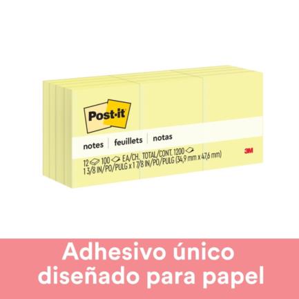 3M - Notas 3M Post It 653 1.5x2" Amarillo Paquete 100 Hojas c/12