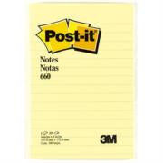 3M - Notas 3M Post It 660 4x6 Rayado Color Amarillo 100 Hojas C/24