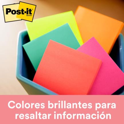 3M - Notas 3M Post-It 3x3 Neón 5 Blocks C/75 Hojas