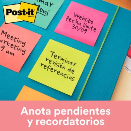 3M - Notas 3M Post-It 3x3 Neón 5 Blocks C/75 Hojas