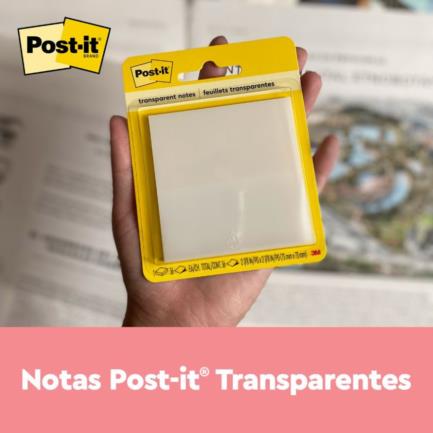 3M - Notas Adhesivas 3M Post It 2.8x2.8" Transparente 1 Block C/36 Hojas Blister