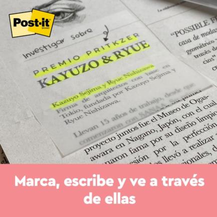 3M - Notas Adhesivas 3M Post It 2.8x2.8" Transparente 1 Block C/36 Hojas Blister