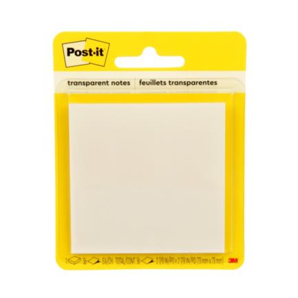 3M - Notas Adhesivas 3M Post It 2.8x2.8" Transparente 1 Block C/36 Hojas Blister