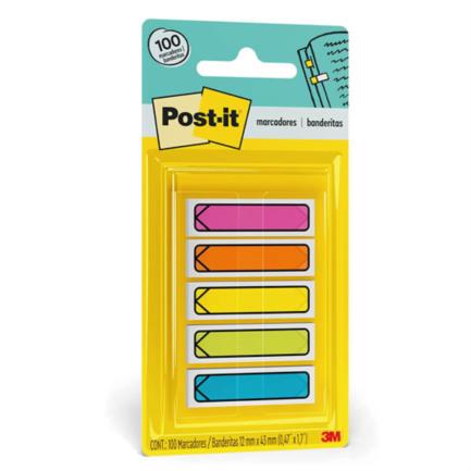 3M - Banderitas 3M Post-it 684-ARR2 Flecha Neón 12mmx43mm 5 Blocks C/20 Banderitas
