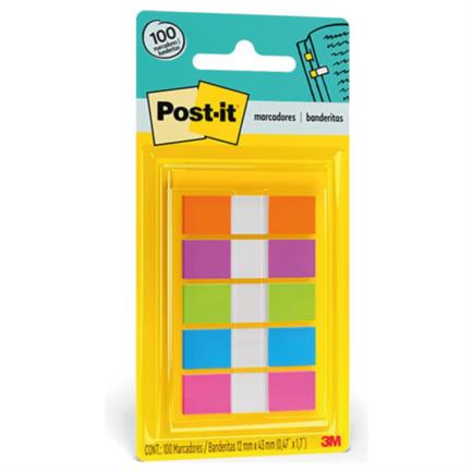 3M - Banderitas 3M Post-it 683-5CB Autoadheribles Neón 12mmx43mm 5 Blocks C/20 Banderitas