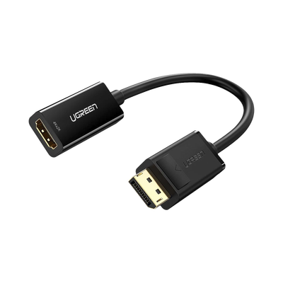UGREEN - Convertidor DisplayPort a HDMI 4K| 3D | HDR | Blindaje Interno | Botón Liberador | Carcasa de ABS | Plug & Play | CE, FCC, RoHS | Cable de 25 cm (9.84 Pulgadas).
