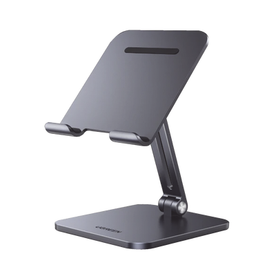 UGREEN - Soporte de Aluminio para IPad & Tablet | Plegable |Angulo Ajustable de 180° y 270° | Base Antideslizante | Protección  de Silicona | Amplia Compatibilidad con dispositivos de 7.9'' a 12.9'' | Aluminio Solido | Color Gris