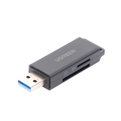 UGREEN - Lector de tarjetas SD portátil USB 3.0 de doble ranura / adaptador de tarjeta de memoria flash concentrador para TF SD Micro SD SDXC SDHC MMC RS-MMC Micro SDXC Micro SDHC UHS-I