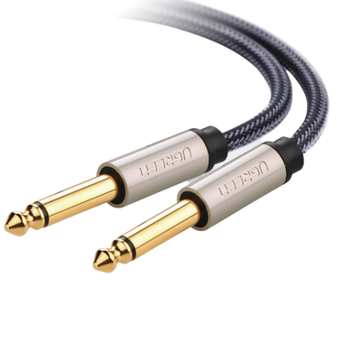 UGREEN - Cable de Audio Mono 6.35mm (1/4") Macho a 6.35mm (1/4") Macho / 10 Metros / Núcleo de Cobre / Blindaje Interno / Nylon Trenzado / Color Negro