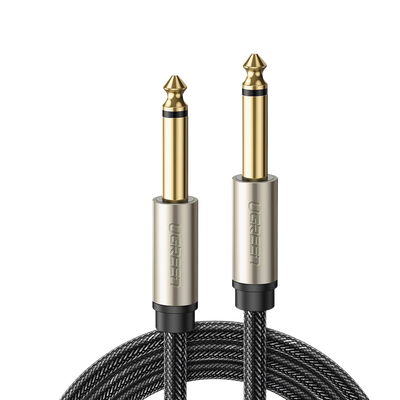 UGREEN - Cable de Audio Mono 6.35mm (1/4") Macho a 6.35mm (1/4") Macho / 10 Metros / Núcleo de Cobre / Blindaje Interno / Nylon Trenzado / Color Negro