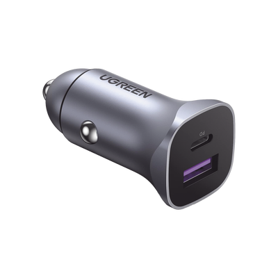 UGREEN - Cargador de Auto 30W | 2 Puertos USB-A y USB-C | Carga Rápida | Compatible con Vehículos de 12 y 24 VCD | PD3.0, QC4.0, SCP, PPS | Indicador Led | Diseño Compacto | Chip Inteligente | Caja de Aluminio