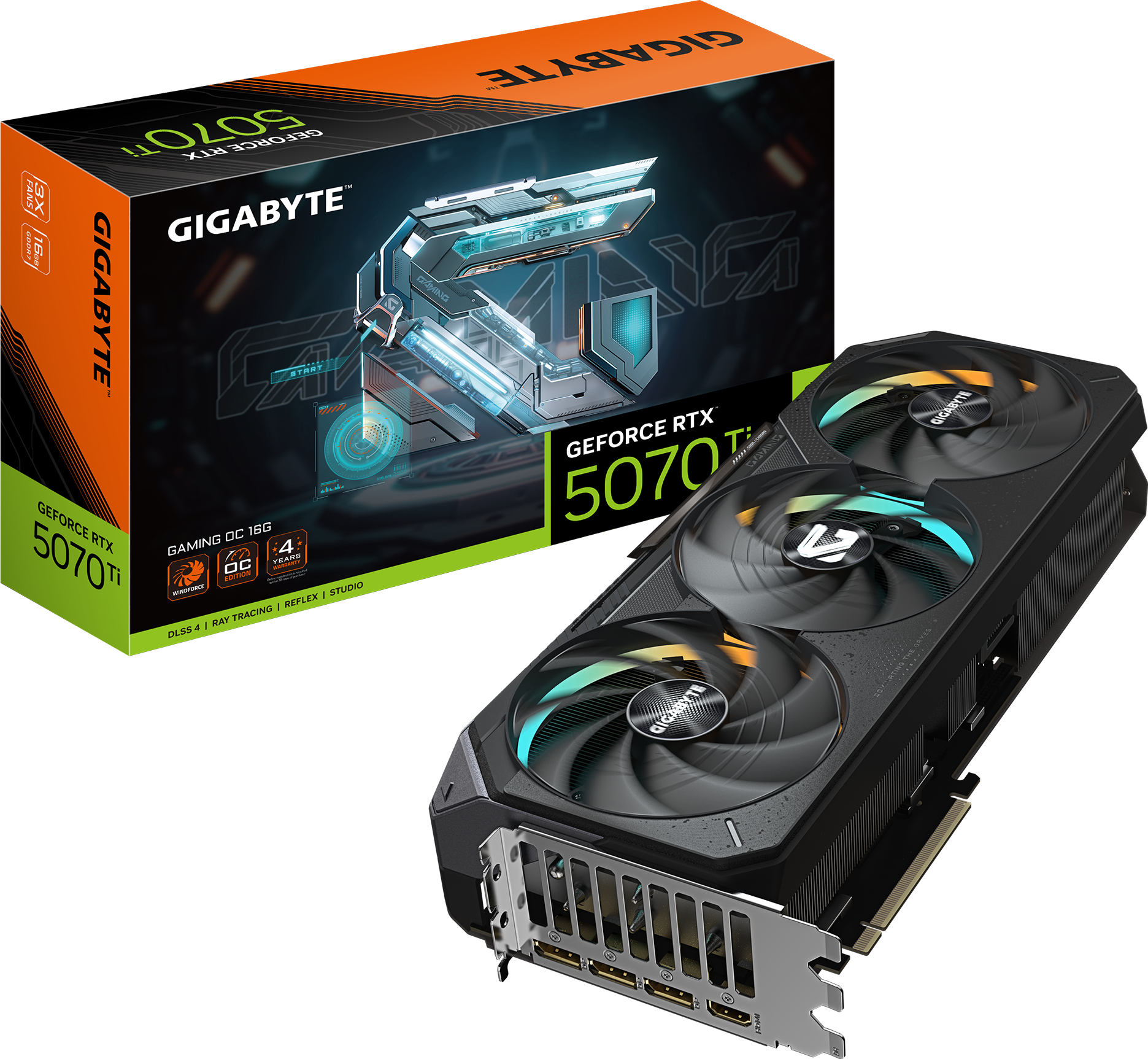 GIGABYTE - Tarjeta de Video Gigabyte Gaming GeForce RTX5070TI OC 16GB Triple Fan RGB GDDR7 256bit PCIe 5.0 1xHDMI 3xDP