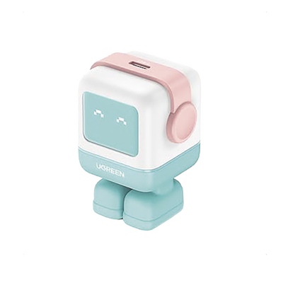 UGREEN - Cargador Mini GaNRobot 30W serie UNO | 1 USB-C de Carga Rápida | Tecnología GaN II | Multiprotocolo PD/QC/SCP/FCA | Carga Inteligente | Pantalla LED | Zapato Magnético Extraíble | Thermal Guard | Color Pink-Blue