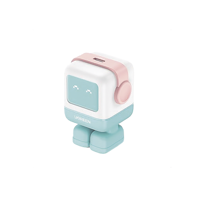 UGREEN - Cargador Mini GaNRobot 30W serie UNO | 1 USB-C de Carga Rápida | Tecnología GaN II | Multiprotocolo PD/QC/SCP/FCA | Carga Inteligente | Pantalla LED | Zapato Magnético Extraíble | Thermal Guard | Color Pink-Blue