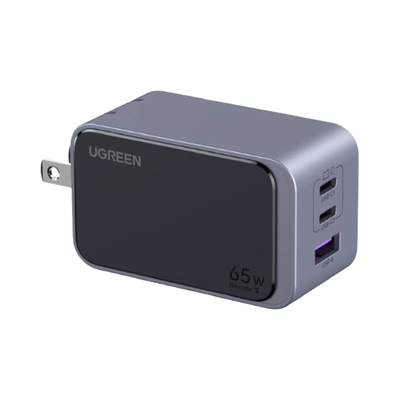 UGREEN - Cargador de 65W serie Nexode S | 3 Puertos de Carga Rápida | 2 USB-C | 1 USB-A | Tecnología GaN II | PD3.0 | QC4.0 | FCP/SCP/AFC/PPS/PPS2.0 | Tecnología de Protección Térmica | Optimiza la Carga | Carcasa Ignifuga.