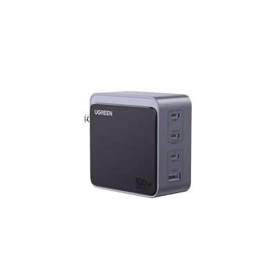 UGREEN - Cargador de 100W serie Nexode S | 4 Puertos de Carga Rápida | 3 USB-C | 1 USB-A | Tecnología GaN II | PD3.0 | QC4.0 | FCP/SCP/AFC/PPS/PPS2.0 | Tecnología de Protección Térmica | Optimiza la Carga | Carcasa Ignifuga.