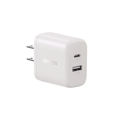 UGREEN - Cargador 2 En 1 Ugreen Carga Rápida 20w Blanco USB C, USB A