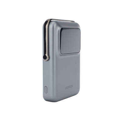 UGREEN - Power Bank Serie UNO Inalambrico | 10000mAh | 7.5W/20W  |  Con Emojis de Estado | Carga Rápida USB-C Bidireccional  | Pantalla TFT  Inteligente | Con Holder | Color Grey.