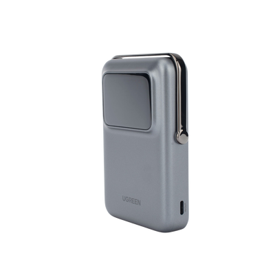 UGREEN - Power Bank Serie UNO Inalambrico | 10000mAh | 7.5W/20W  |  Con Emojis de Estado | Carga Rápida USB-C Bidireccional  | Pantalla TFT  Inteligente | Con Holder | Color Grey.