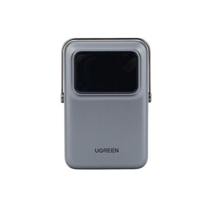 UGREEN - Power Bank Serie UNO Inalambrico | 10000mAh | 7.5W/20W  |  Con Emojis de Estado | Carga Rápida USB-C Bidireccional  | Pantalla TFT  Inteligente | Con Holder | Color Grey.