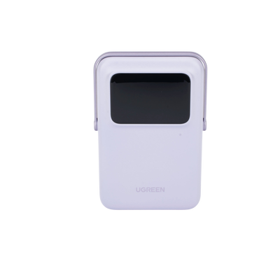 UGREEN - Power Bank Serie UNO Inalambrico | 10000mAh | 7.5W/20W  |  Con Emojis de Estado | Carga Rápida USB-C Bidireccional  | Pantalla TFT  Inteligente | Con Holder | Color Purple.